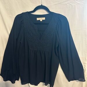 LOFT Blue Relaxed Embellished Blouse